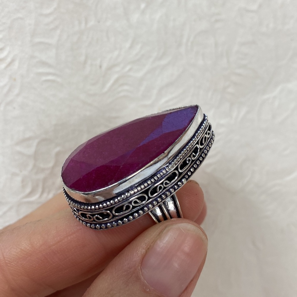 New Mozambique Ruby Silver Ring Gemstone Filigree… - image 3